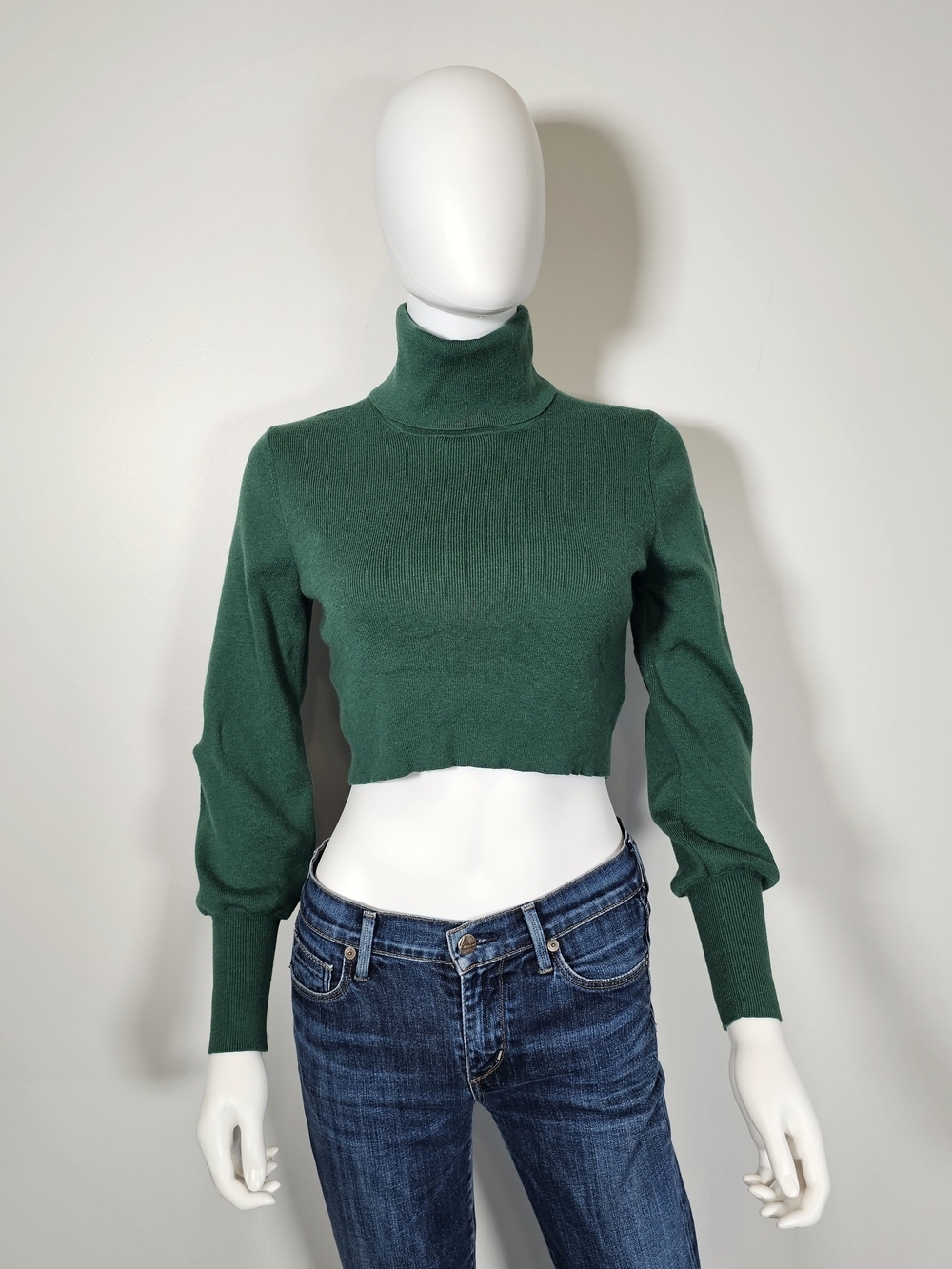 Wilfred Aritzia Rebecca Green Cropped Turtleneck Sweater Sz S